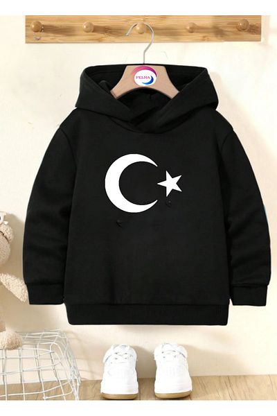 Pelna Hanorac pentru copii cu glugă, cu design special, steag turcesc din bumbac