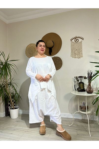 MJORA طقم فضفاض مصنوع من القطن والكتان بنسبة 100%