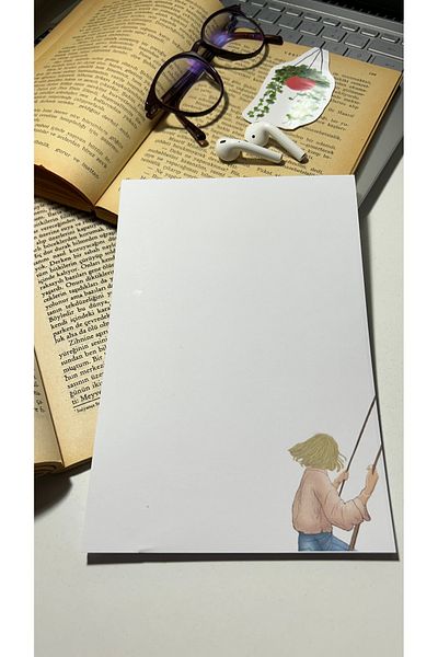 Handeto Kraft Swing Themed Notepad - Check Pluck Notebook, Glue Notepad, A5 Notebook, Unlined Notebook