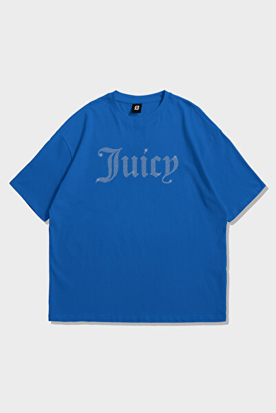 3 ROPE Tricou oversize cu imprimeu cu strasuri Juicy Saks Blue