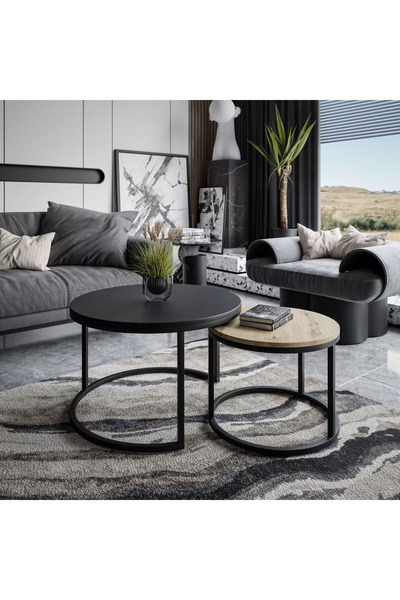 EDMONDA EV AKSESUAR SİTİL 2Lİ ORTA SEHPA YUVARLAK SEHPA