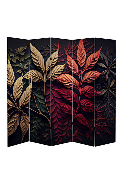 dbsanat Sonbahar Yaprakları Temalı Özel Tasarım Paravan Room Divider Oda Bölücü 180 x 200 cm