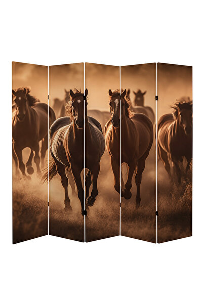 dbsanat Vahşi Atlar Temalı Özel Tasarım Paravan Room Divider Oda Bölücü 180 x...