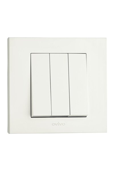 Ereğli Enerji OVİVO Grano Beyaz Üçlü Anahtar + Çerçeve