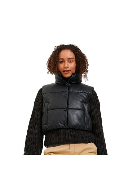 JJXX 12236382   Jxbreezy - Pantaloni scurți negri din piele artificială Vestido