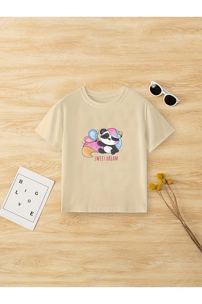 uyguntarz Sweat Dream bedrucktes Baumwoll-T-Shirt für Kinder