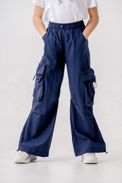 GİYİCEM TEKSTİL Girl's Elastic Waist Cargo Pants 2572