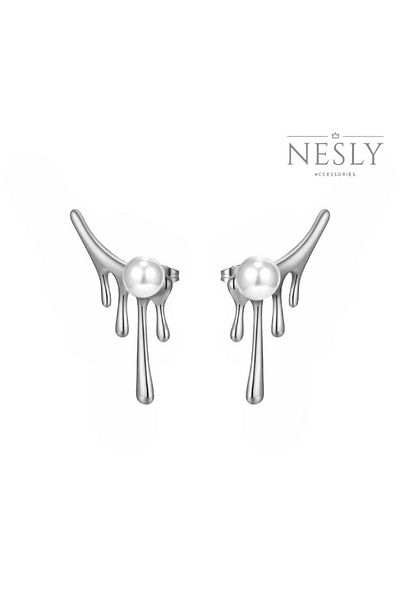 neslyaccessories أقراط تدفق اللؤلؤ