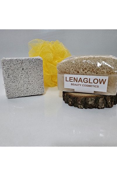 Glow ألياف اليقطين الطبيعية مستخلص الأرز ألياف اليقطين الصابون كعب حجر الخفاف حجر الحمام منشفة ثلاثية دش مجموعة