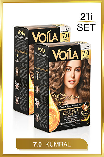 Voila Kadın 2'li Paket Keratin Kalıcı Kumral 7.0 Saç Boyası