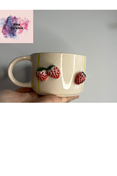 RinaSeramik ÇİLEKLİ SERAMİK MUG