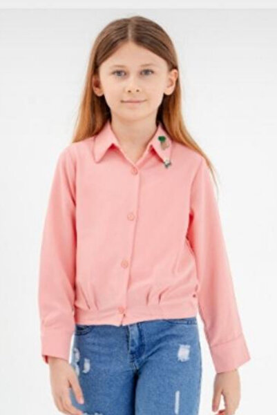 GİYİCEM TEKSTİL Дівчача сорочка з плісированою талією та коміром з аксесуарами 3122