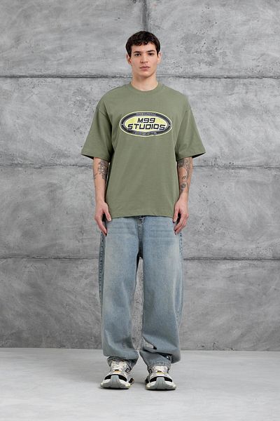 NOMARC Πράσινο Oversize T-shirt με Λογότυπο M99 Studio