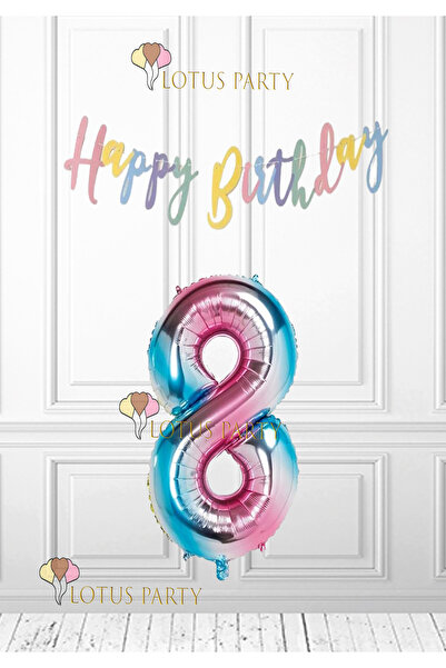 LOTUS PARTY بالون أرقام قوس قزح - لافتة ماكارون - بالون أرقام وحيد القرن لعمر 1