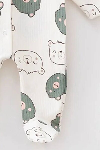 Krazber Teddy Bear Printed Ribbed Baby Rompers - 100% Cotton