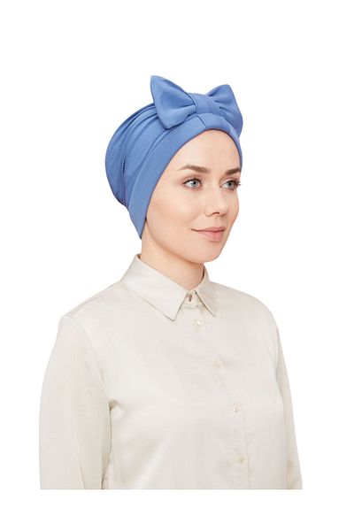 Melodi Scarf Ready for Women's Hijab Bow Outer Bonnet for Blue Blueless Turban