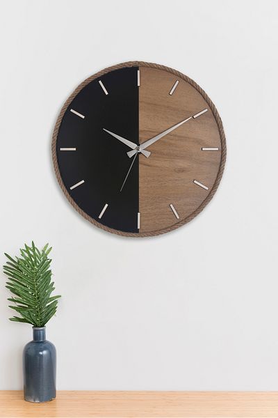 İnfigo Concept Decorative Wooden Rope Black Wall Clock 42 cm - Silva