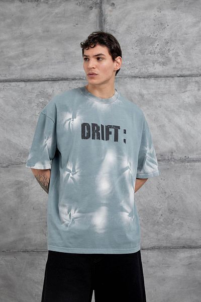 NOMARC Γκρι Drift Γραμμένο Πλυμένο Oversize Tshirt