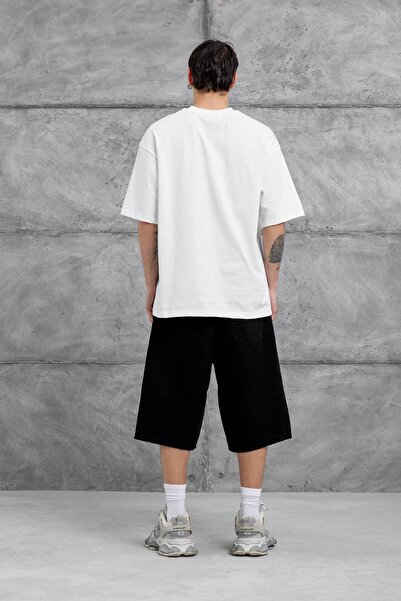 NOMARC Ανδρικό μπλουζάκι με λευκή διεθνή εικονογράφηση, oversize