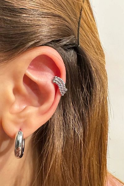 Leo'Stone 3'Lü Twisted Ring Design Compression Earcuff and Red Army Crush