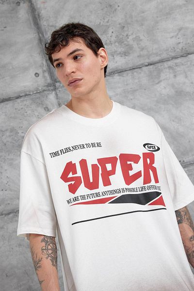 NOMARC Λευκό μπλουζάκι Super Written Oversize