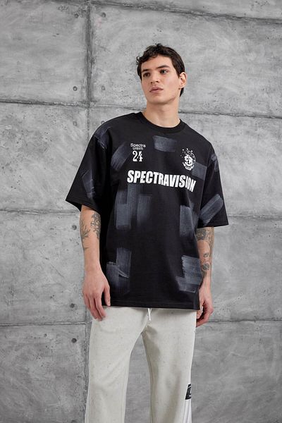 NOMARC Μαύρο μπλουζάκι Spectravision με λεπτομέρειες Oversize