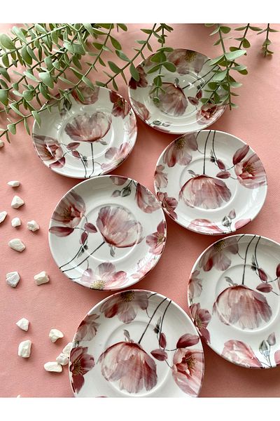 Yiğit Seramik Züccaciye Charming Rose 6 Pcs Tea Plate