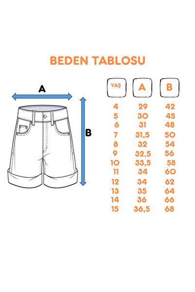 GİYİCEM TEKSTİL Girl Bermuda Linen Shorts Model Number 2859