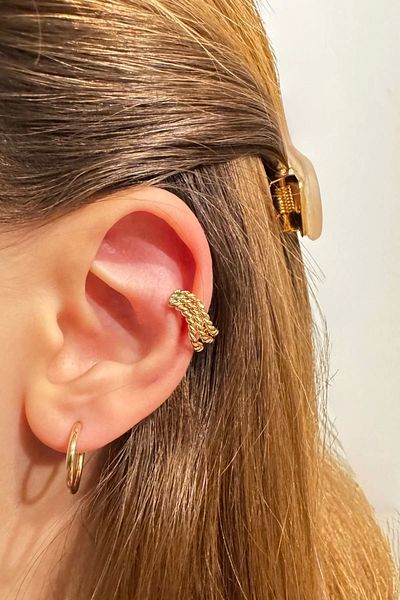 Leo'Stone 3'Lü Twisted Ring Design Compression Earcuff and Red Army Crush
