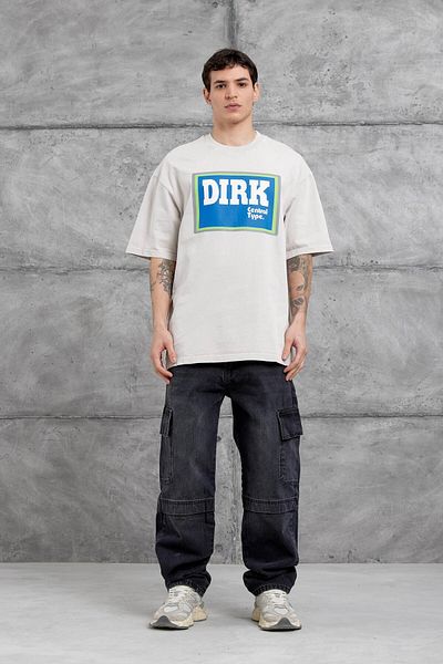 NOMARC Κρεμ πλενόμενο μπλουζάκι Dirk Written Oversize