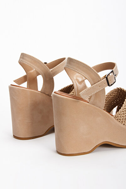 MİSSOLLES VİZON SÜET KADIN DOLGU TOPUKLU AYAKKABI