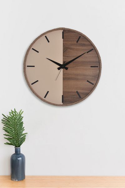 İnfigo Concept Decorative Wooden Rope Black Wall Clock 42 cm - Silva