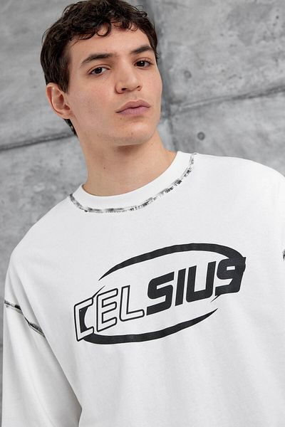 NOMARC Μπλουζάκι Oversize με γραμμένο λευκό Κελσίου