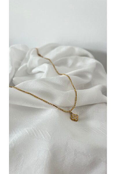 AY LUNORA MİNİMAL YONCA ÇELİK KOLYE