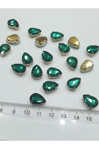 CRYSTALSHOP Kamen u kućištu - Zeleni kap 10*14mm (50AD)