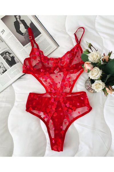 VentLingerie Red Heart Bodysuit