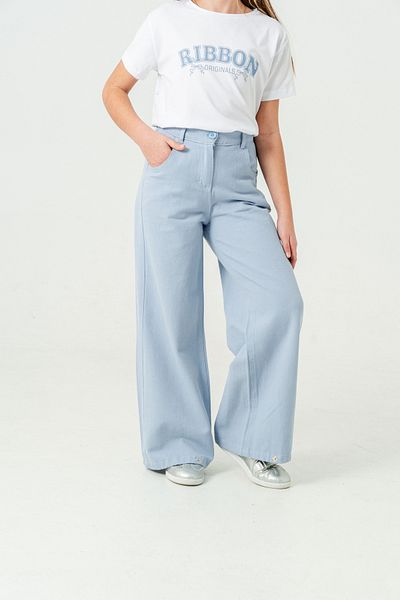 GİYİCEM TEKSTİL Girl's Wide Leg Basic Linen Trousers 2574