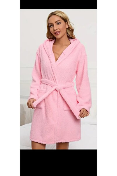 GENÇ MODA Welsoft kapüşonlu tafşan kulaklı welsoft pelüş bornoz sabahlık bornoz