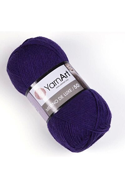 Yarnart خيوط ميرينو دي لوكس 50 - خيوط حياكة باللون الأرجواني الباذنجاني-556