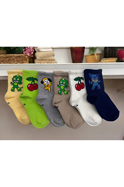 Forever Çocuk 6’lı Karışık Çizgi Film Karakteri Desenli Soket Çorap (5-6 Yaş)