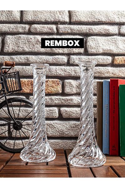 Rembox Γυάλινο βάζο 2 τεμαχίων - Μινιμαλιστικό βάζο τριαντάφυλλο με μοτίβο 25 εκ. - Μοντέλο βάζο Pinterest