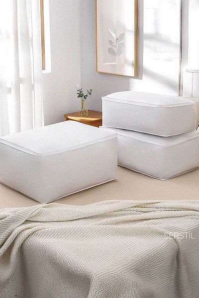 Serstil White 3 Size Quilt, Pillow and Clothes Scrap Set