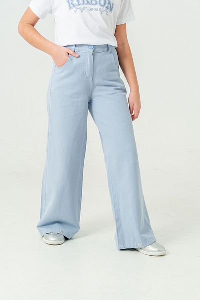 GİYİCEM TEKSTİL Girl's Wide Leg Basic Linen Trousers 2574