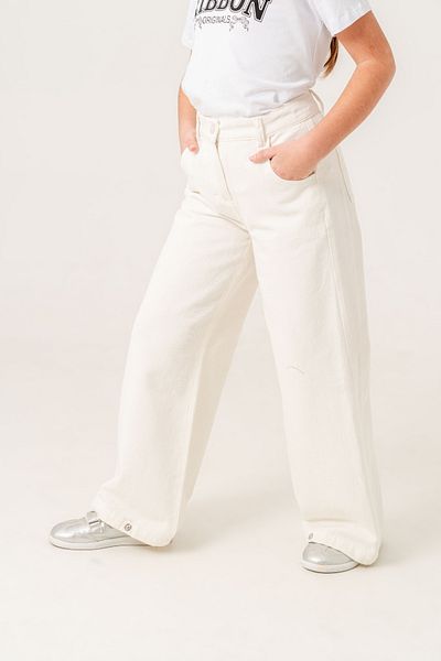 GİYİCEM TEKSTİL Girl's Wide Leg Basic Linen Trousers 2574