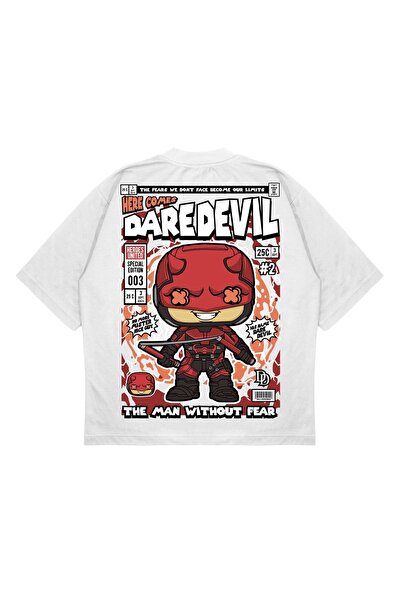 PURE EFFECT Unisex Oversize kroj Dare Devil Leđa Štampano Kutijasti kroj Debe...