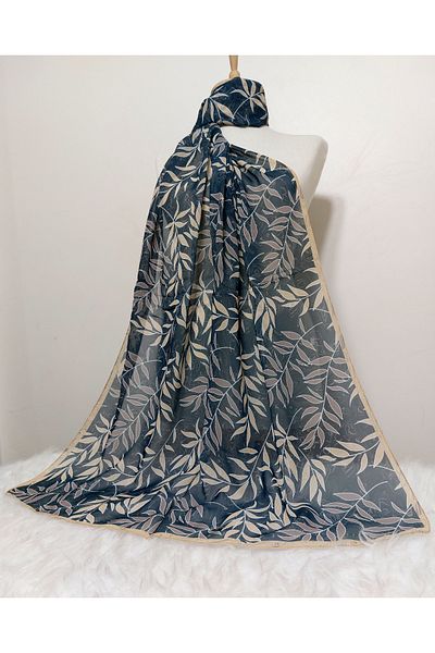REMOMODA Şal din şifon cu model 180x70 cm - Model cu frunze