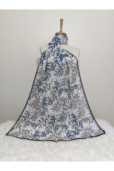 REMOMODA 180X70 cm Patterned Chiffon Shawl - Leaf Model