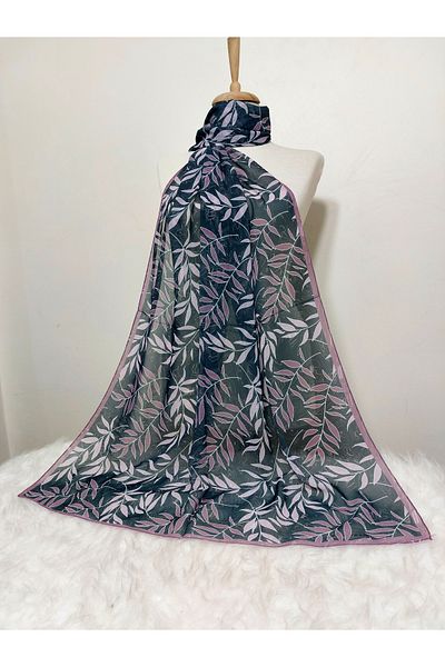 REMOMODA Şal din şifon cu model 180x70 cm - Model cu frunze