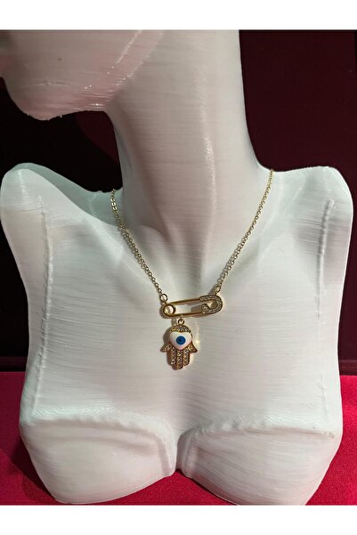 staınless steel TAŞLI FATMA ANA ELİ ÇELİK KOLYE