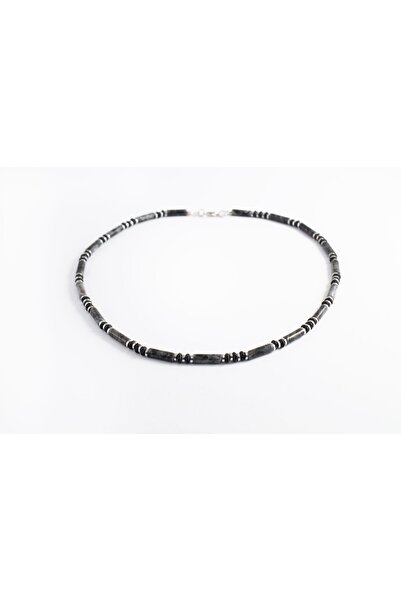 B Design jewelry قلادة من حجر هيرو سبيكتروليت وحجر الحمم البركانية